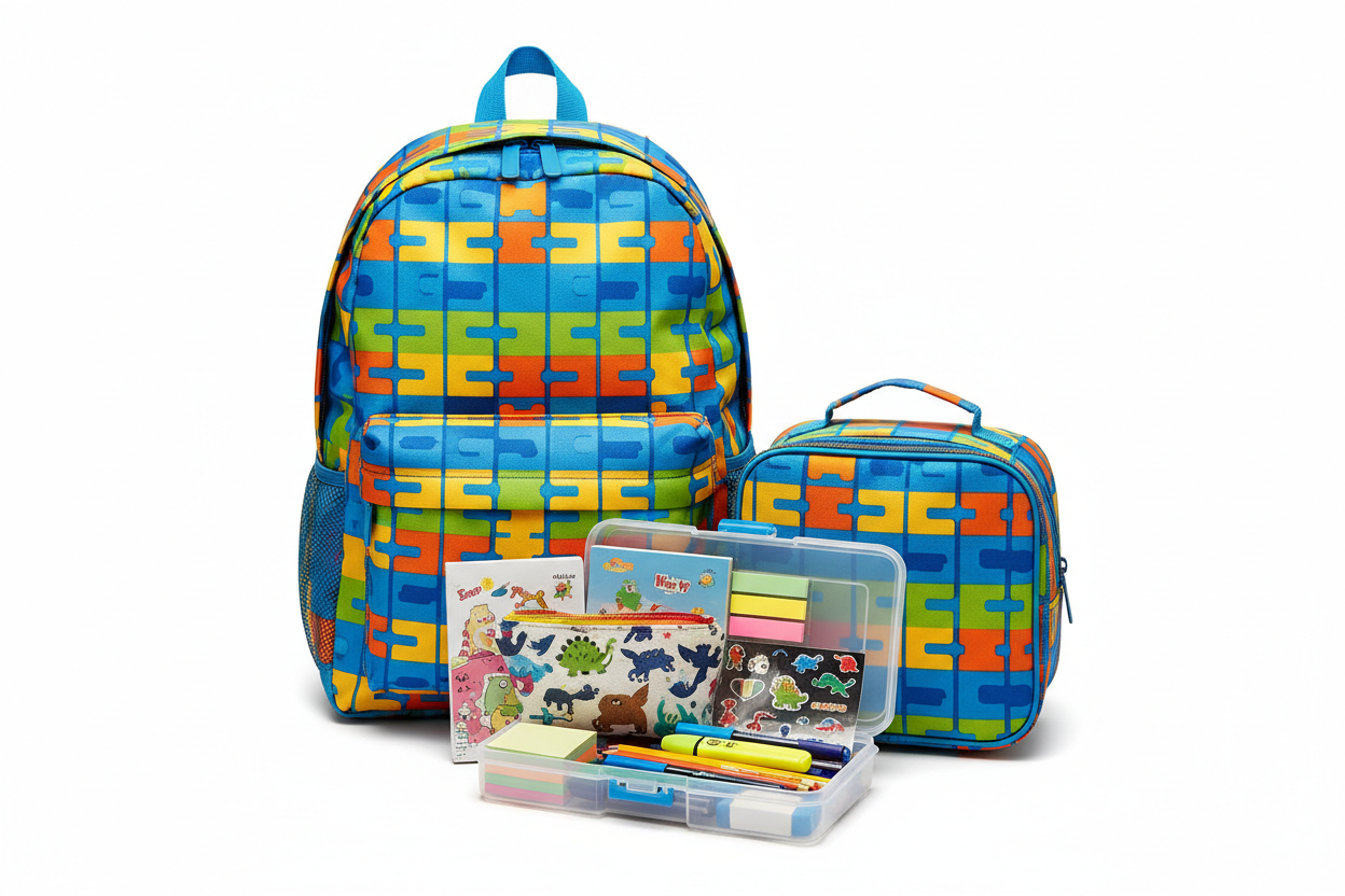 Back Pack with Lunch Box/Bag and Pencil Boxes/Bags